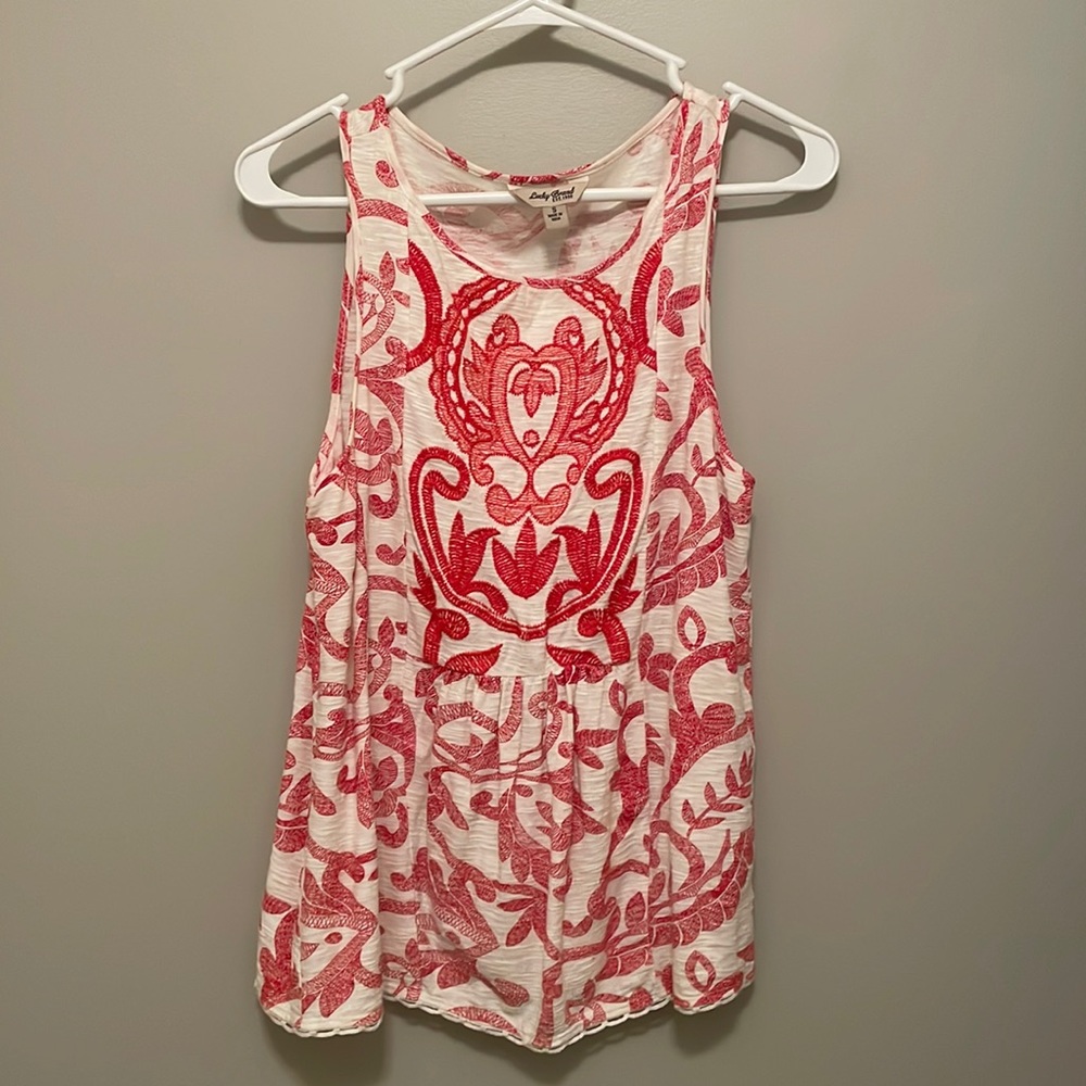 Lucky Brand Orange/White Tank Top Size S